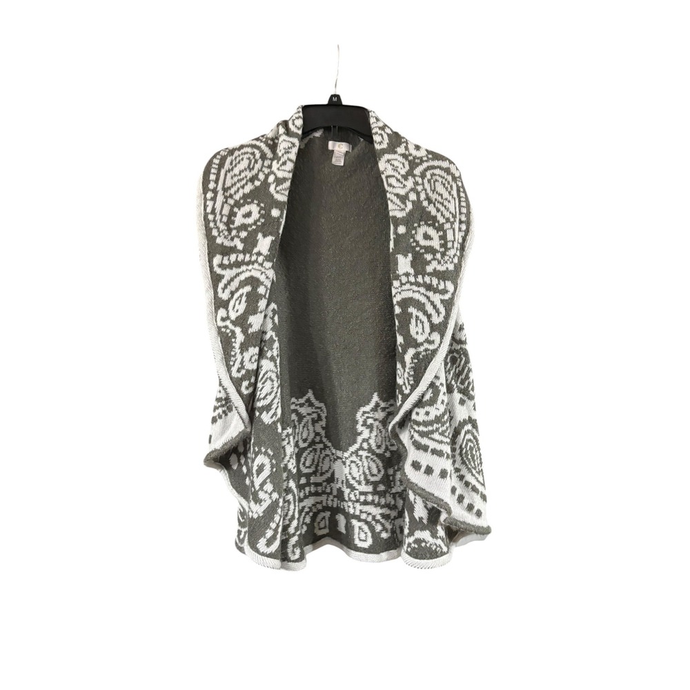 Charming Charlie Olive Green Paisley Knit Open Front Sweater Vest BGSP352622 M